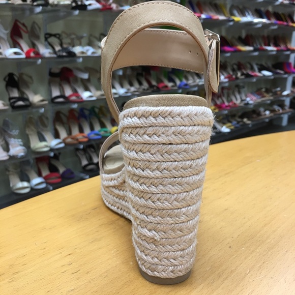 Delicious Camel Brown Espadrille 5” Wedge Sandal - Picture 6 of 8